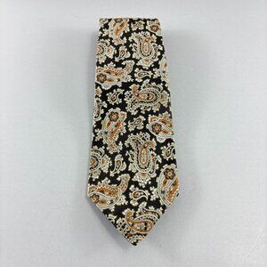 Vaughn est 1927 Brown / Cream Paisley Men's Extra Long Tie 3 3/4" x 62 1/2" VTG